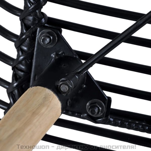 Трапезни столове 2 бр черни естествен ратан