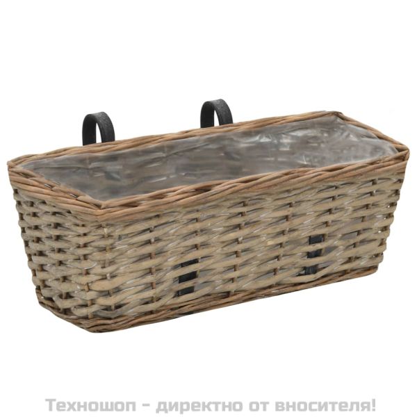 Сандъчета за балкон, 2 бр, ракита, PE облицовка, 40 см