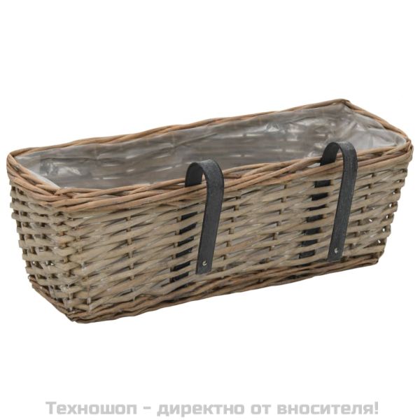 Сандъчета за балкон, 2 бр, ракита, PE облицовка, 40 см