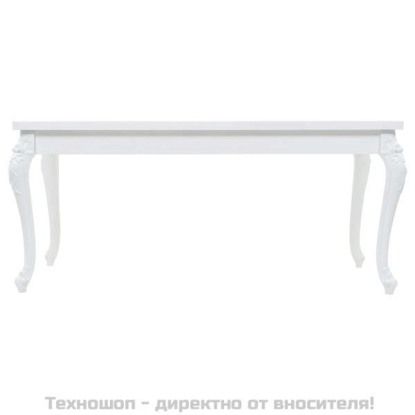 Трапезна маса, 179x89x81 см, висок гланц, бяла