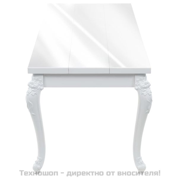 Трапезна маса, 179x89x81 см, висок гланц, бяла