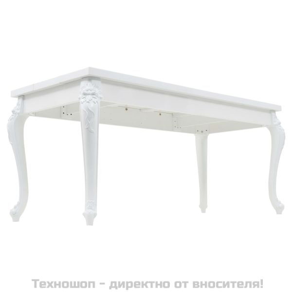 Трапезна маса, 179x89x81 см, висок гланц, бяла