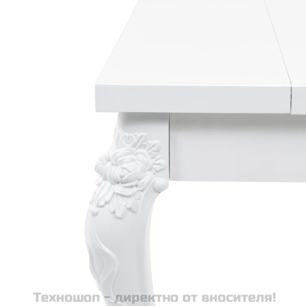Трапезна маса, 179x89x81 см, висок гланц, бяла
