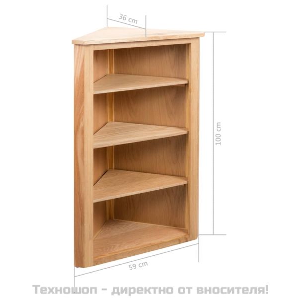 Ъглов рафт, 59x36x100 см, дъбов масив