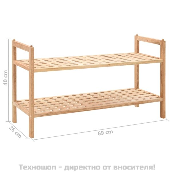 Етажерка за обувки, орехово дърво масив, 69x26x40 cм