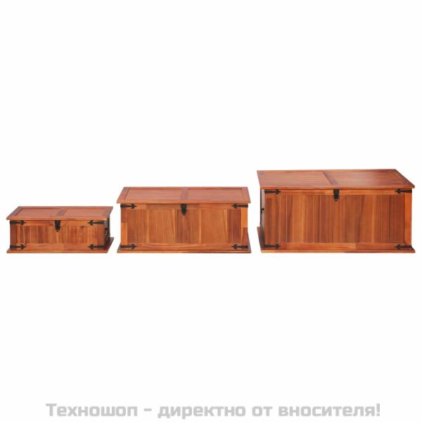 Сандъци за съхранение, 3 бр, акация масив