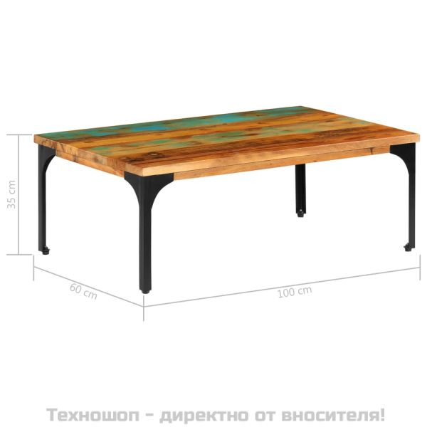 Маса за кафе, 100х60х35 см, регенерирано дърво масив