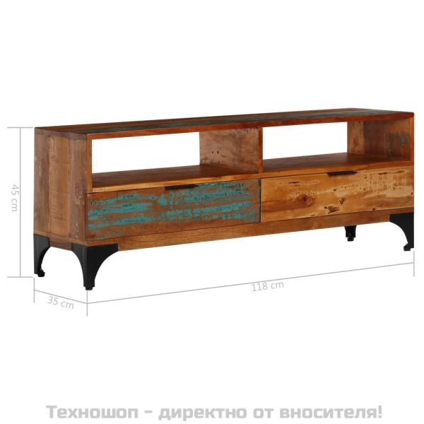 ТВ шкаф, 118x35x45 cм, регенерирано дърво масив
