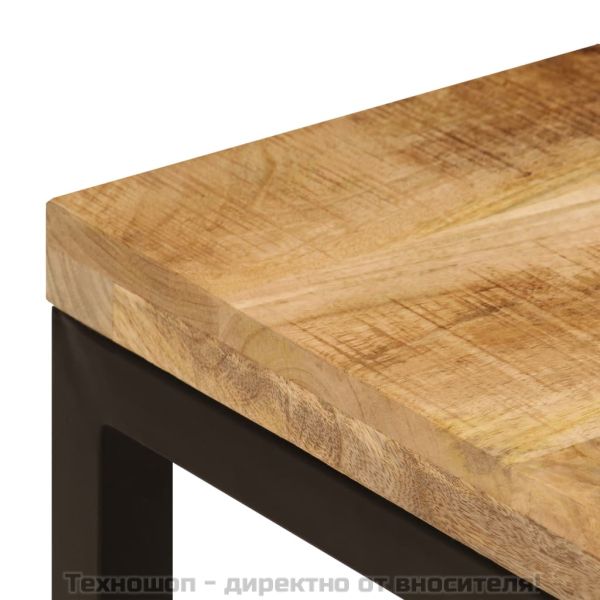 Маса за кафе, 100x50x35 см, мангово дърво масив и стомана