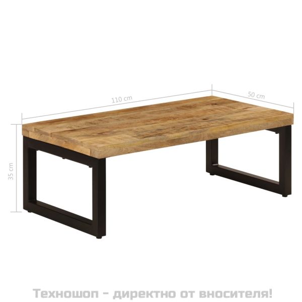 Маса за кафе, 100x50x35 см, мангово дърво масив и стомана