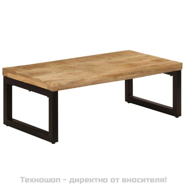 Маса за кафе, 100x50x35 см, мангово дърво масив и стомана