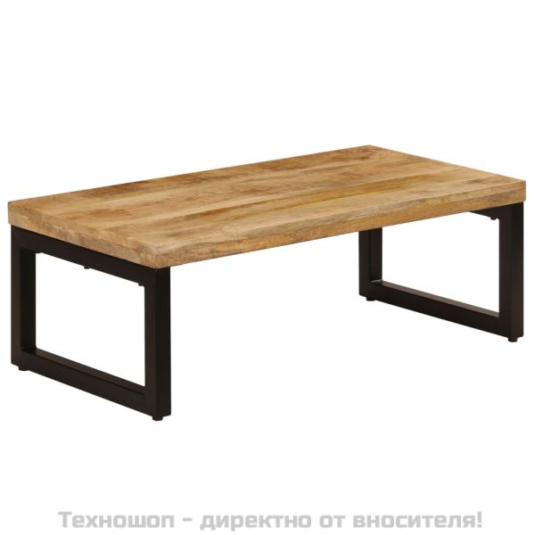 Маса за кафе, 100x50x35 см, мангово дърво масив и стомана