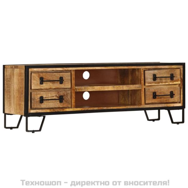 ТВ шкаф с чекмеджета, 120x30x40 см, манго масив
