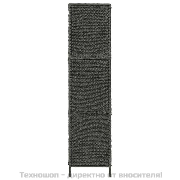 Параван за стая, 5 панела, черен, 193x160 cм, воден хиацинт