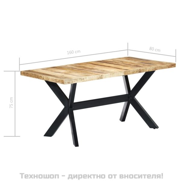 Трапезна маса, 160x80х75 cм, грубо мангово дърво масив