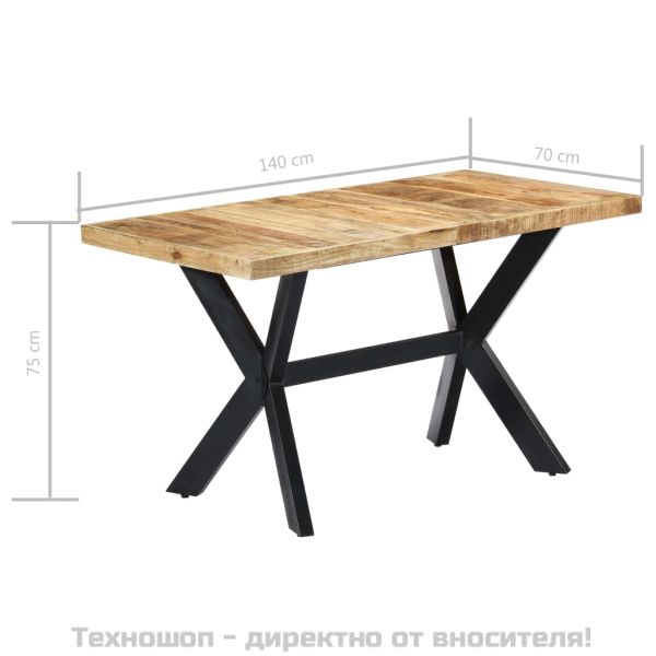 Трапезна маса, 140x70x75 cм, грубо мангово дърво масив