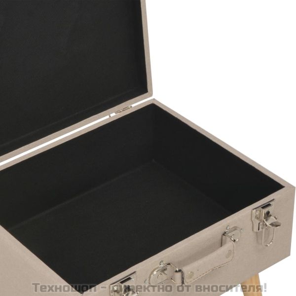 Табуретка за съхранение, 40 см, бежова, текстил