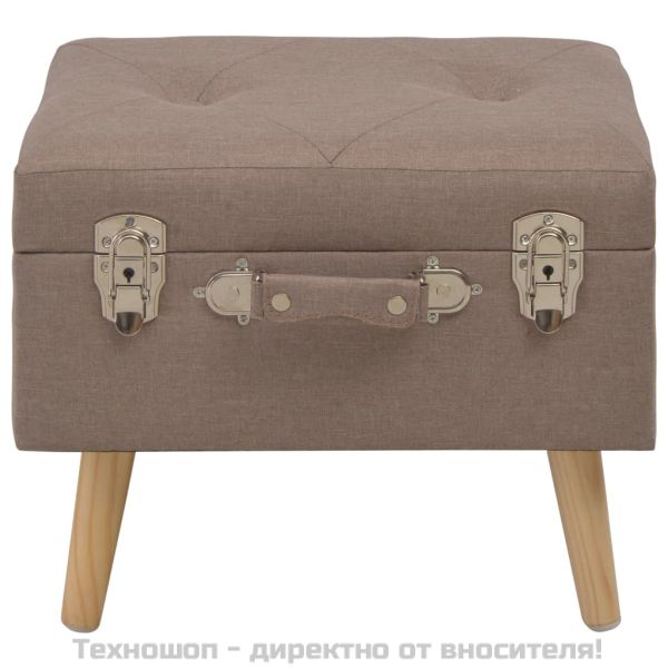 Табуретка за съхранение, 40 см, кафява, текстил