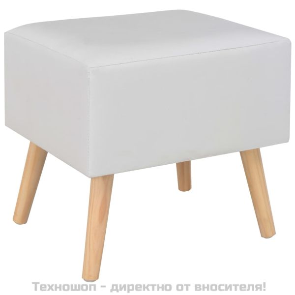 Нощно шкафче, бяло, 40x35x40 см, изкуствена кожа