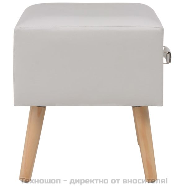 Нощно шкафче, бяло, 40x35x40 см, изкуствена кожа