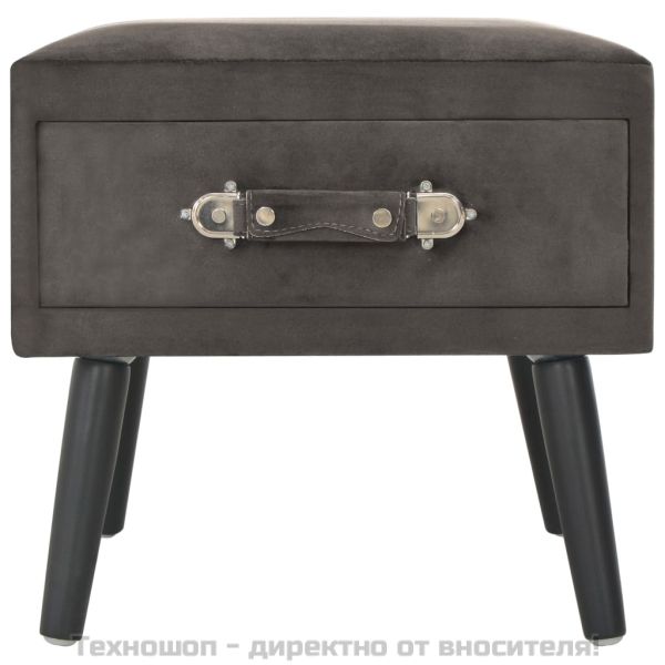 Нощно шкафче, сиво, 40x35x40 см, кадифе