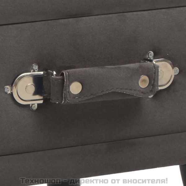 Нощно шкафче, сиво, 40x35x40 см, кадифе