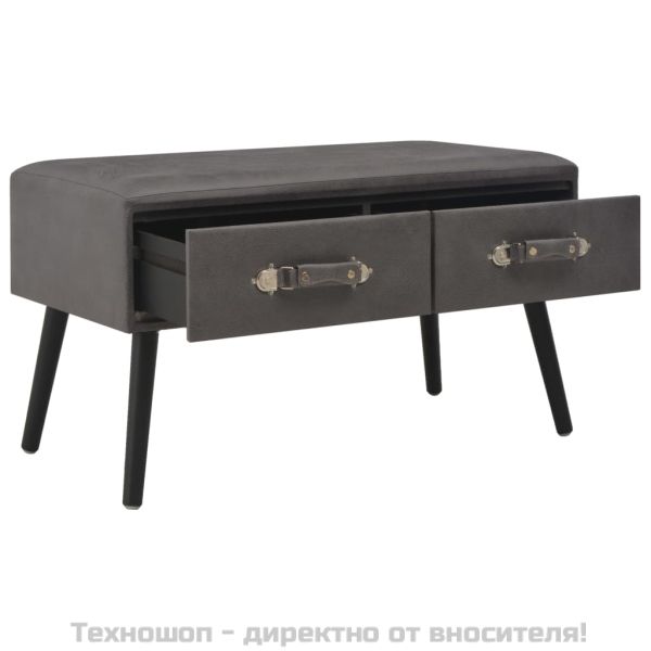 Маса за кафе, сива, 80x40x46 см, изкуствена кожа