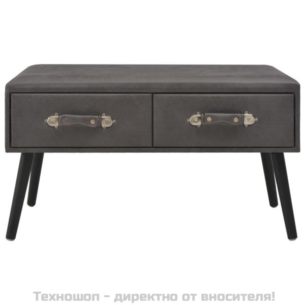 Маса за кафе, сива, 80x40x46 см, изкуствена кожа