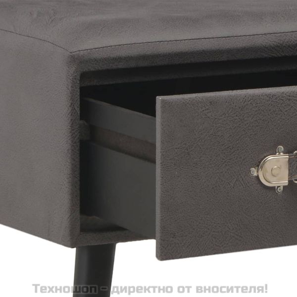 Маса за кафе, сива, 80x40x46 см, изкуствена кожа