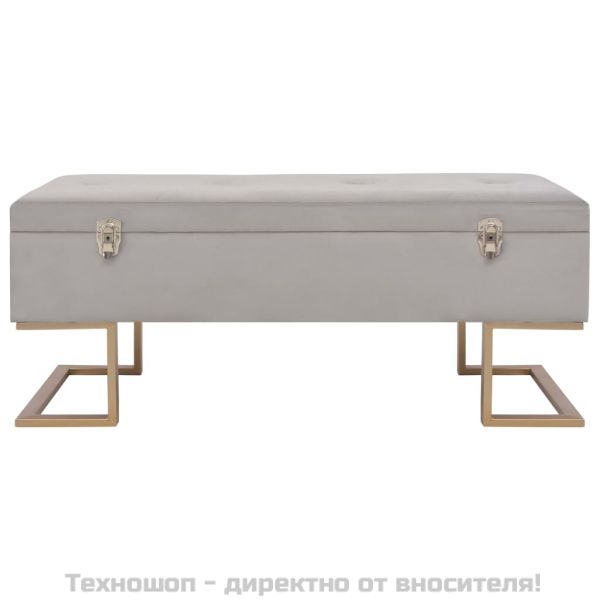 Пейка с отделение за съхранение, 105 см, сиво кадифе