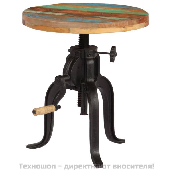 Странична маса, 45x(45-62) cм, регенерирано дърво масив и чугун