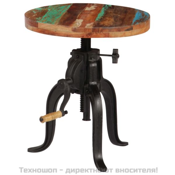 Странична маса, 45x(45-62) cм, регенерирано дърво масив и чугун