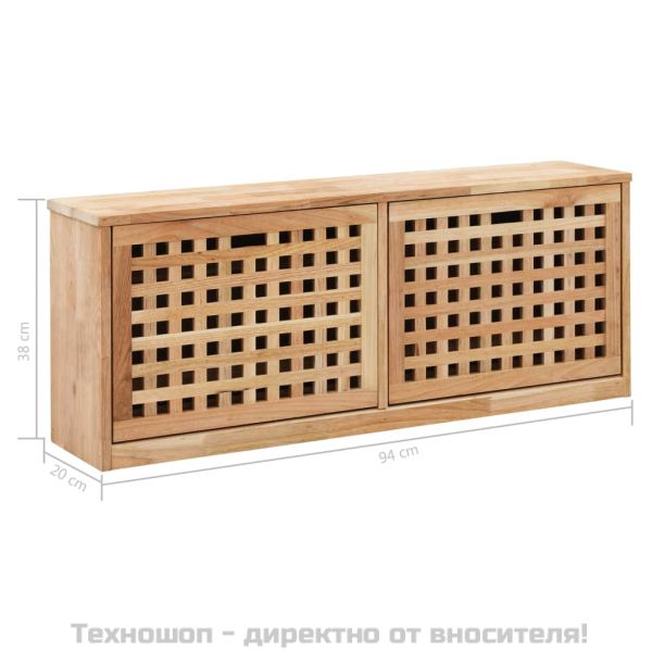 Пейка за съхранение на обувки, 94x20x38 см, орех масив