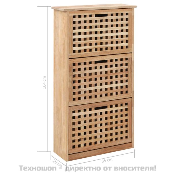 Шкаф за съхранение на обувки, 55x20x104 cм, орехово дърво масив