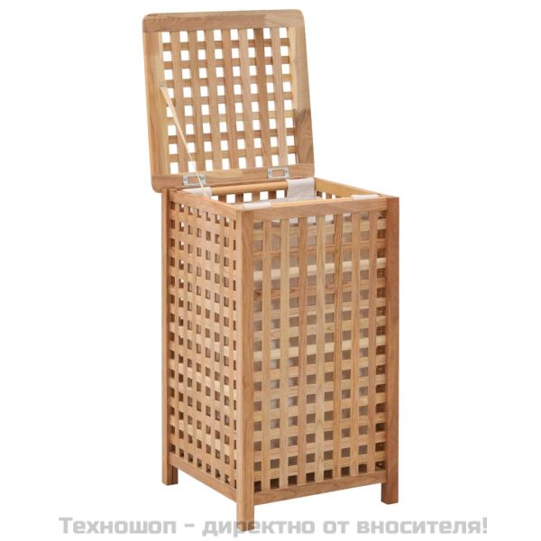 Кош за пране 39x39x65 см масивно орехово дърво