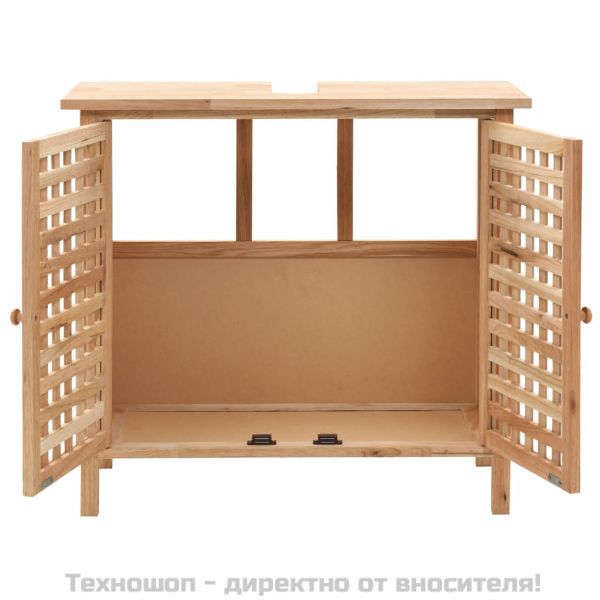 Шкаф за мивка с огледало, масивно орехово дърво