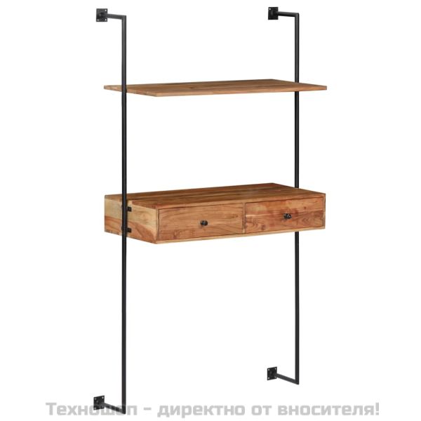 Бюро за стена, 90x40x170 см, акациево дърво масив