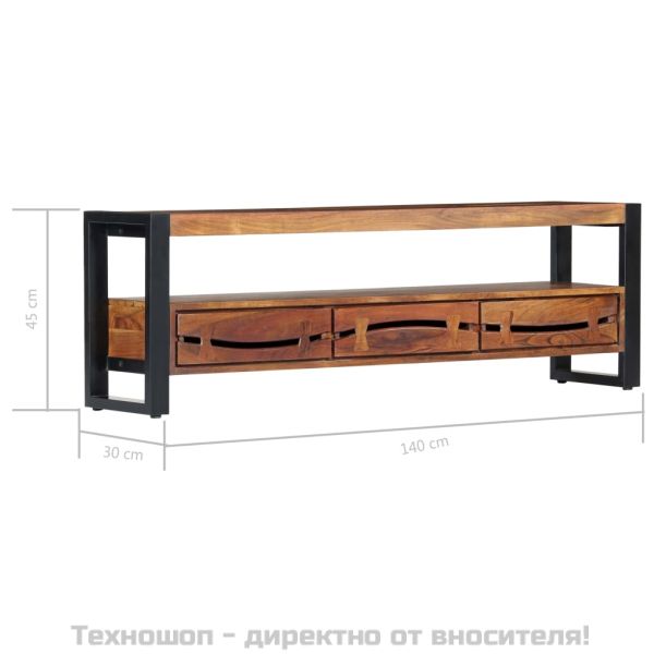 ТВ шкаф, 140x30x45 см, акациево дърво масив
