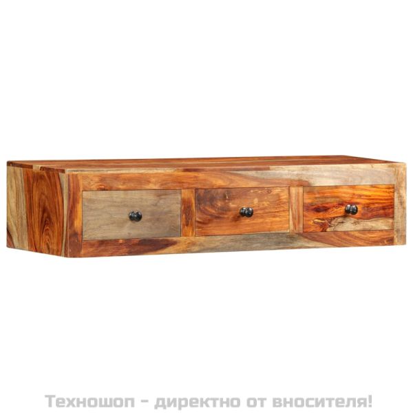 Конзолна маса със стенен монтаж, 100x25x20 см, шишам масив