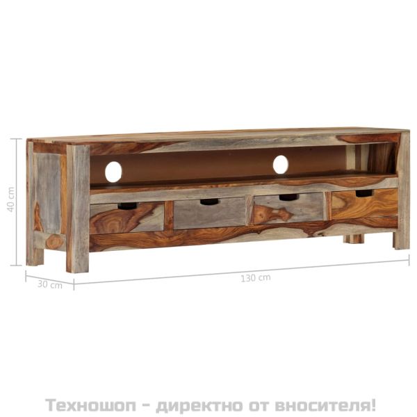 ТВ шкаф, акациево дърво масив, 130x30x40 cм