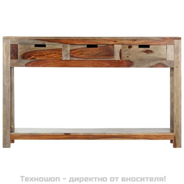 Конзолна маса с 3 чекмеджета, 120x30x75 см, акация масив