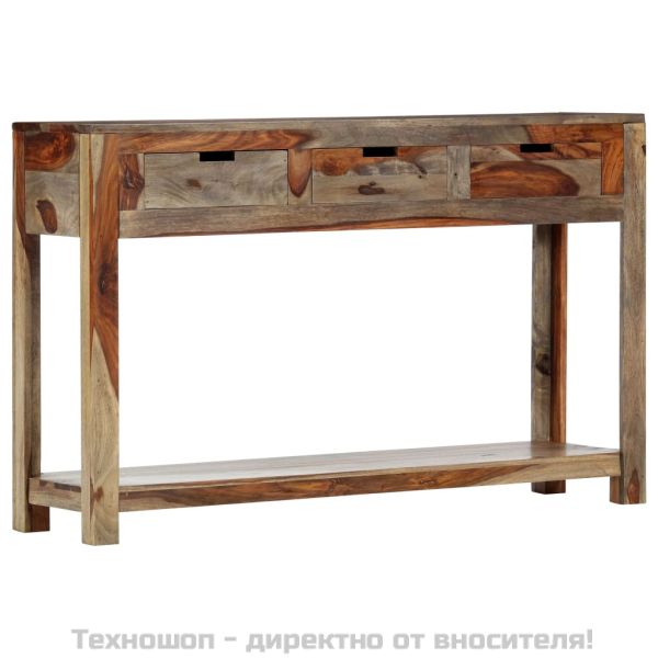 Конзолна маса с 3 чекмеджета, 120x30x75 см, акация масив