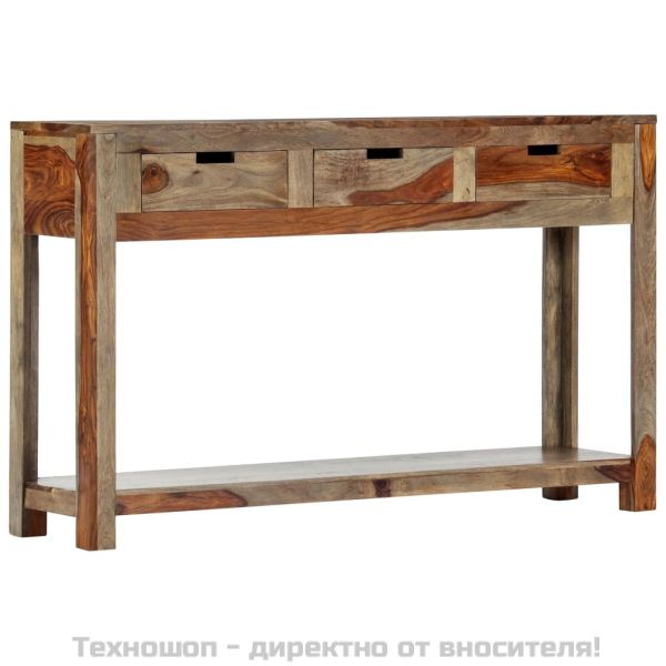 Конзолна маса с 3 чекмеджета, 120x30x75 см, акация масив