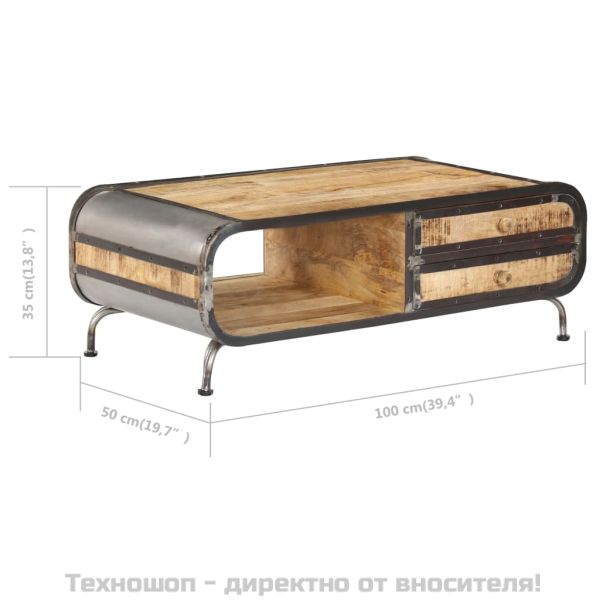 Маса за кафе, 100x50x35 см, мангово дърво масив