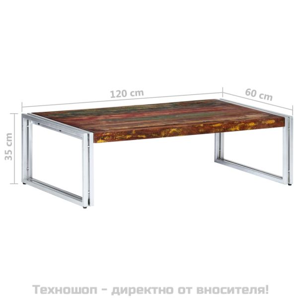 Маса за кафе, 120x60x35 см, масивно регенерирано дърво