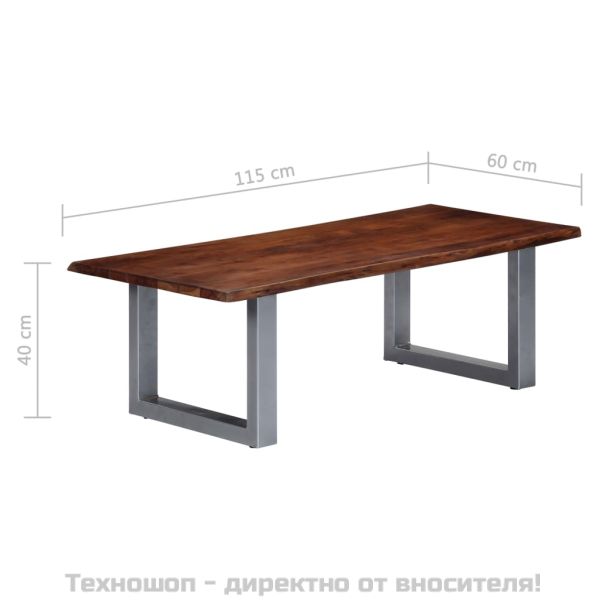 Маса за кафе с "живи" ръбове, 115x60x40 см, акация масив