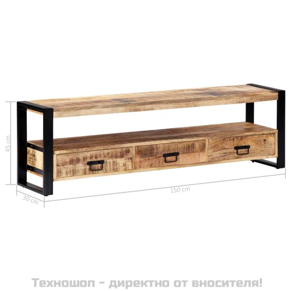 ТВ шкаф, 150x30x45 см, мангово дърво масив