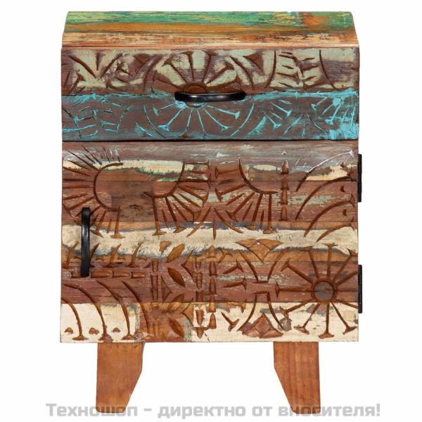 Ръчно резбовано нощно шкафче, 40x30x50 см, регенерирано дърво