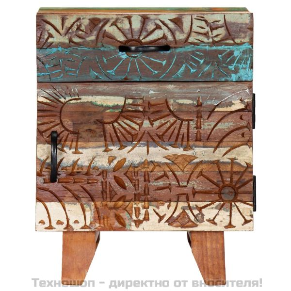 Ръчно резбовано нощно шкафче, 40x30x50 см, регенерирано дърво