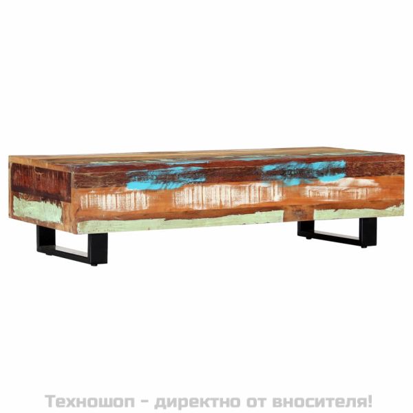 Маса за кафе, 120x50x30 см, регенерирано дърво масив и стомана